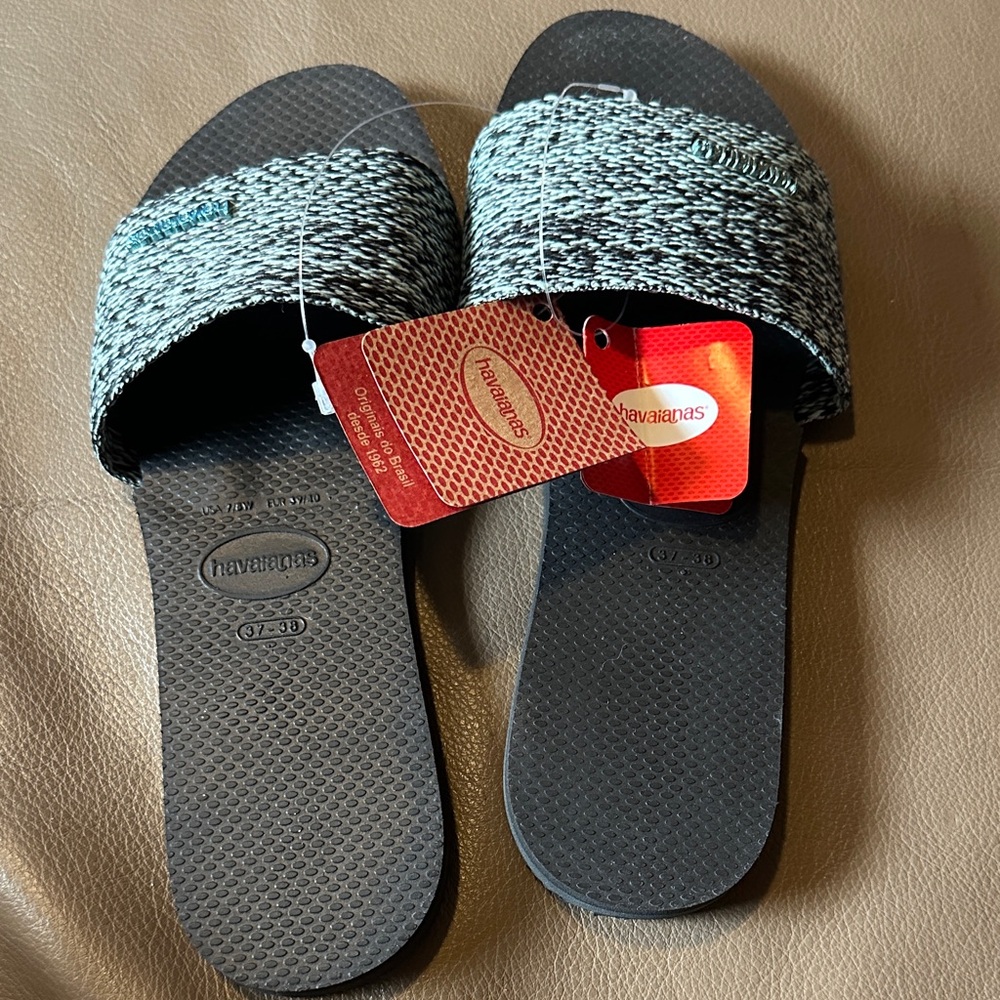 Havaianas Women’s Black Slide Sandals with Heathered Strap